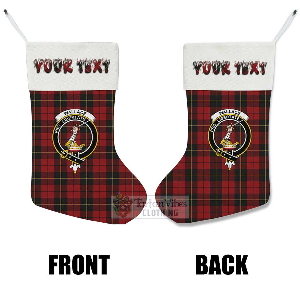 Tartan Vibes Clothing Wallace Tartan Family Crest Christmas Stocking with Personalized Text