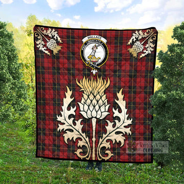 Wallace Tartan Quilt with Family Crest and Golden Thistle Style