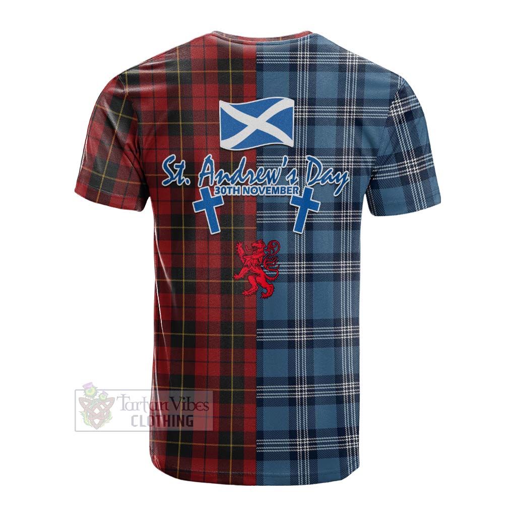 Tartan Vibes Clothing Wallace Tartan Cotton T-shirt Happy St. Andrew's Day Half Tartan Style