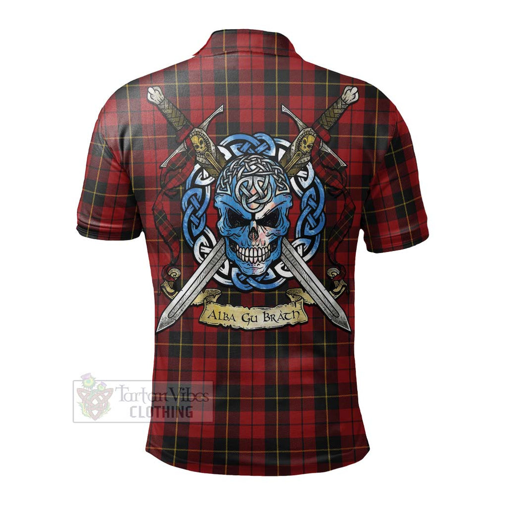 Wallace Tartan Polo Shirt with Family Crest Celtic Skull Style - Tartan Vibes Clothing
