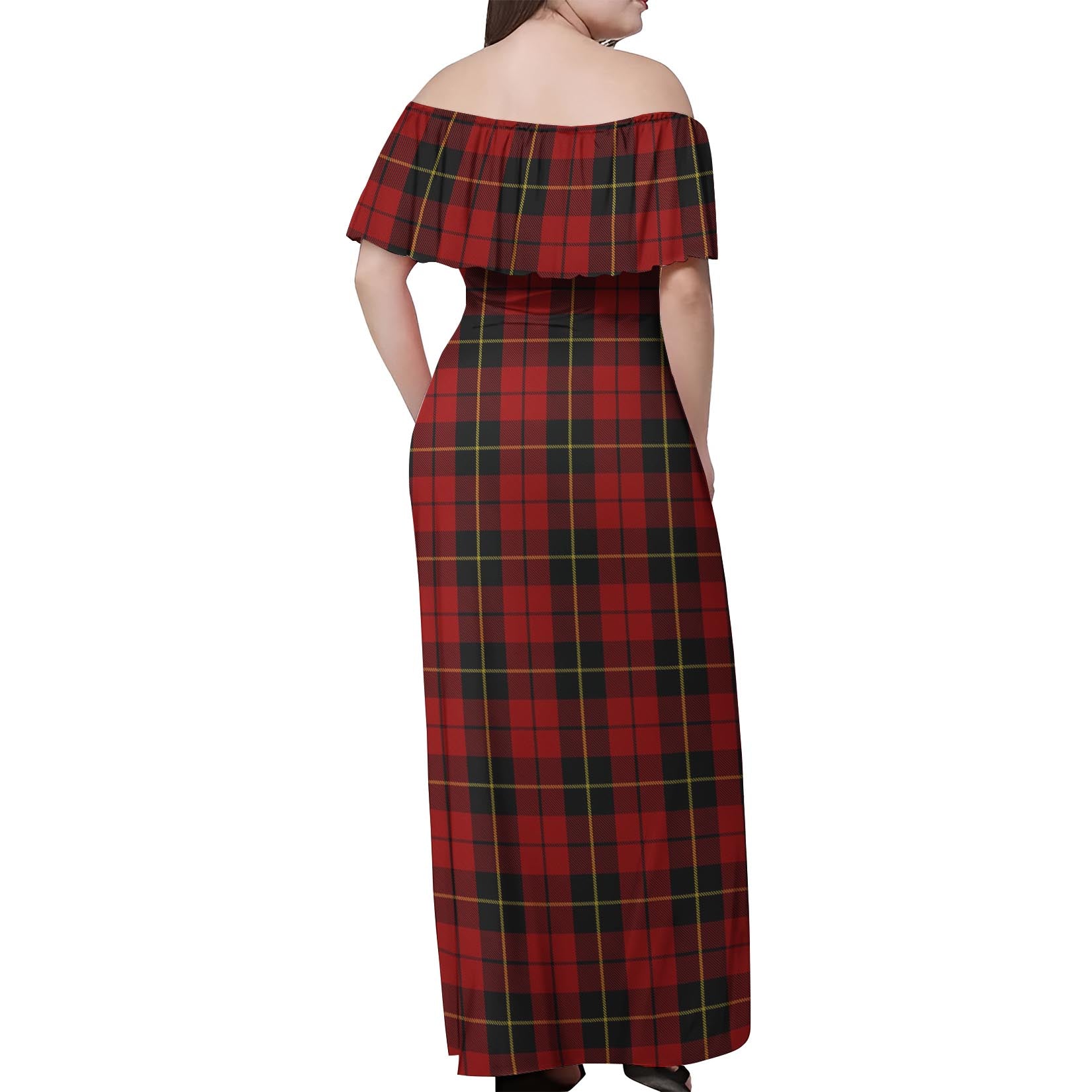 Wallace Tartan Off Shoulder Long Dress - Tartanvibesclothing