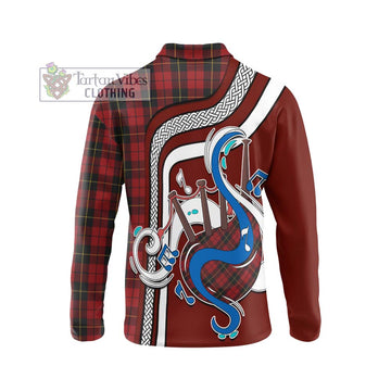 Wallace Tartan Long Sleeve Polo Shirt with Epic Bagpipe Style