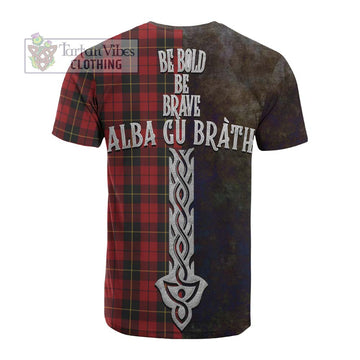 Wallace Tartan Family Crest Cotton T-shirt Alba Gu Brath Be Brave Lion Ancient Style