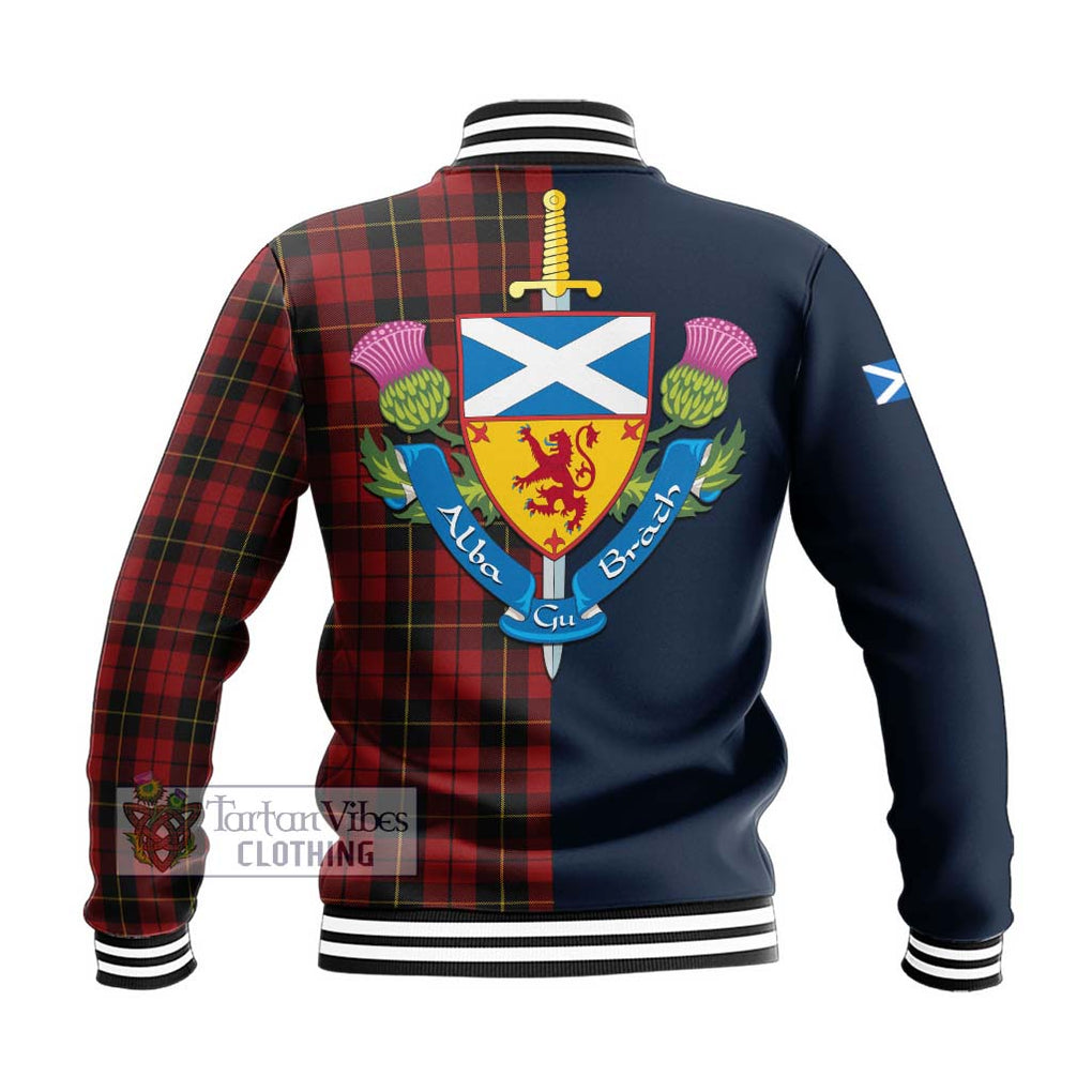 Wallace Tartan Baseball Jacket Alba with Scottish Lion Royal Arm Half Style - Tartan Vibes Clothing