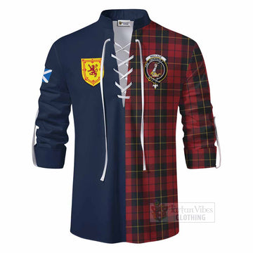 Wallace Tartan Ghillie Kilt Shirt Alba with Scottish Lion Royal Arm Half Style