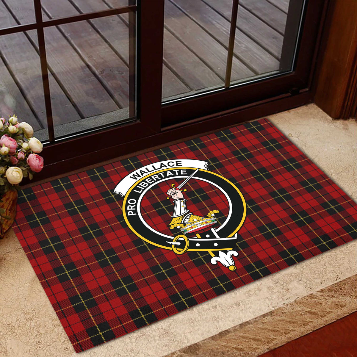 Wallace Tartan Rubber Doormat with Family Crest - Tartan Vibes Clothing