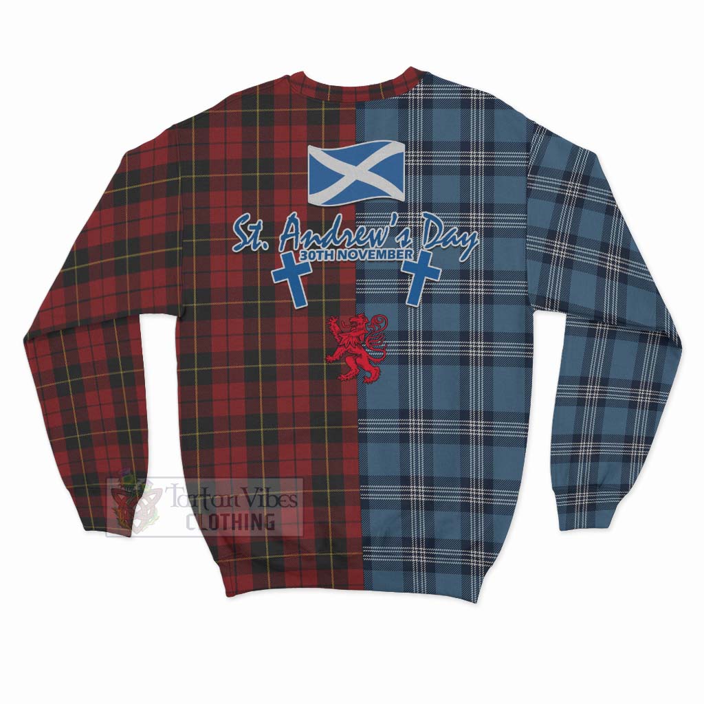 Wallace Tartan Sweatshirt Happy St. Andrew's Day Half Tartan Style - Tartan Vibes Clothing