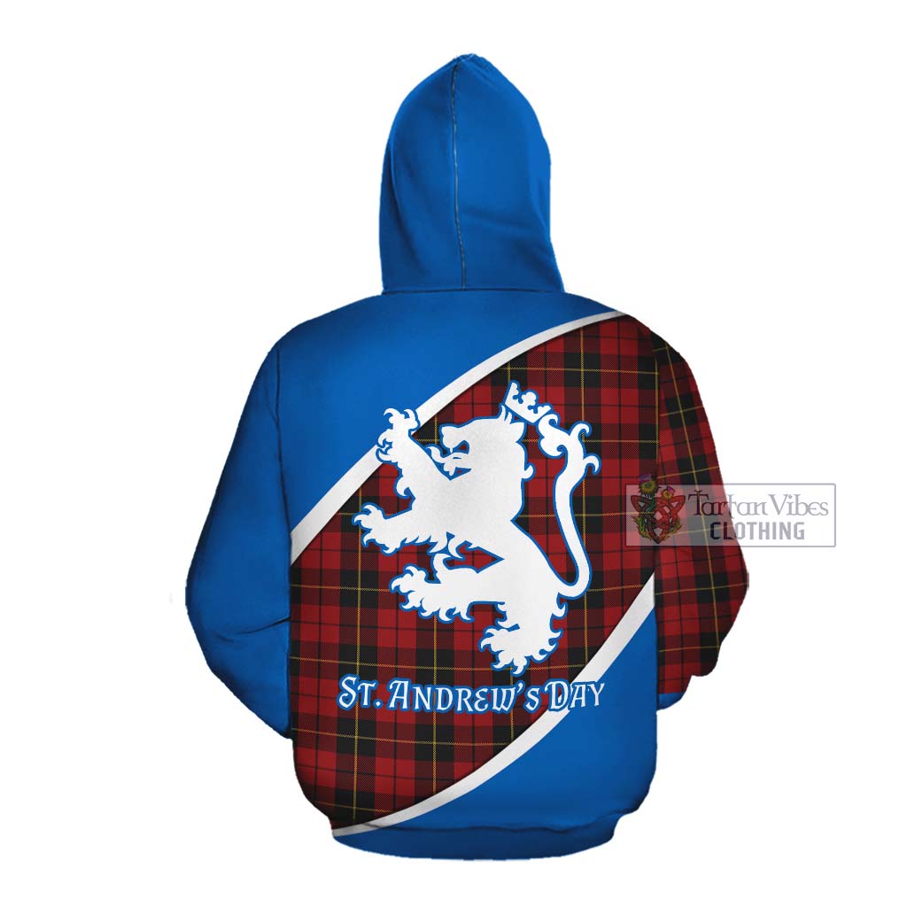 Tartan Vibes Clothing Wallace Family Crest Tartan Cotton Hoodie Celebrate Saint Andrew's Day in Style