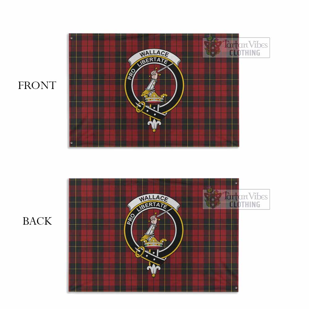 Tartan Vibes Clothing Wallace Tartan House Flag with Family Crest