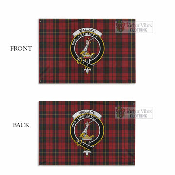 Wallace Tartan House Flag with Family Crest