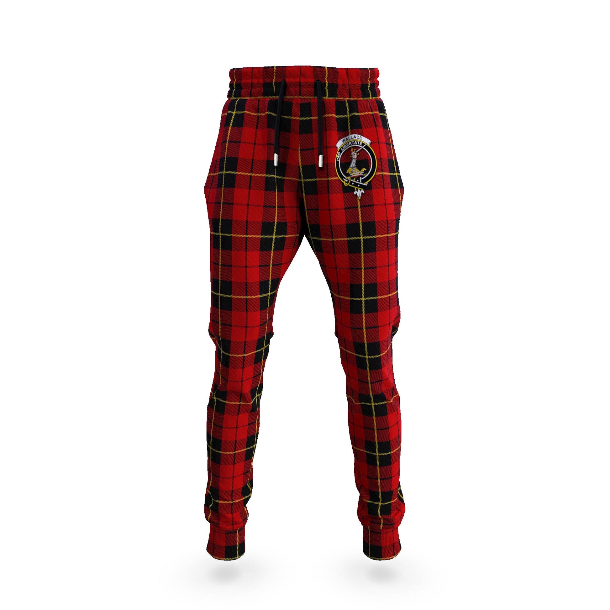 Wallace Tartan Joggers Pants with Family Crest - Tartanvibesclothing Shop