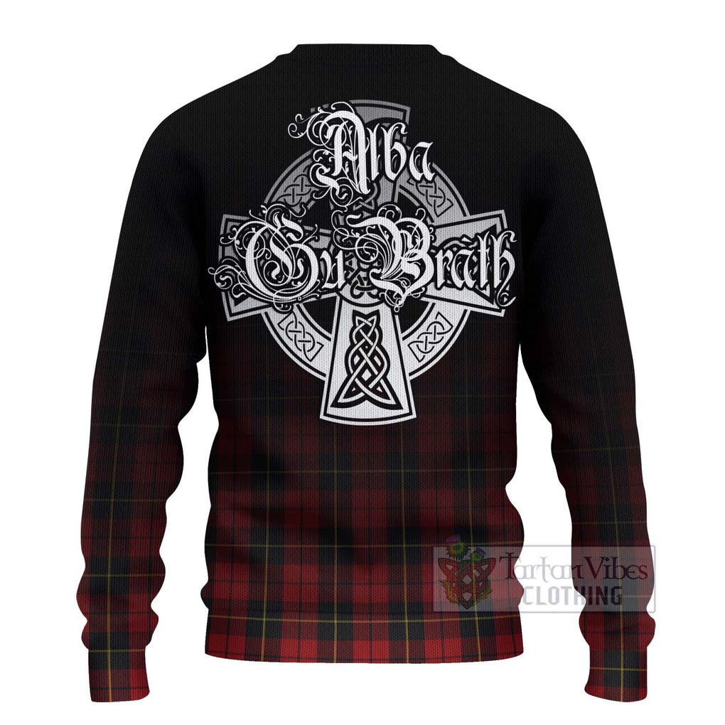 Tartan Vibes Clothing Wallace Tartan Knitted Sweater Featuring Alba Gu Brath Family Crest Celtic Inspired