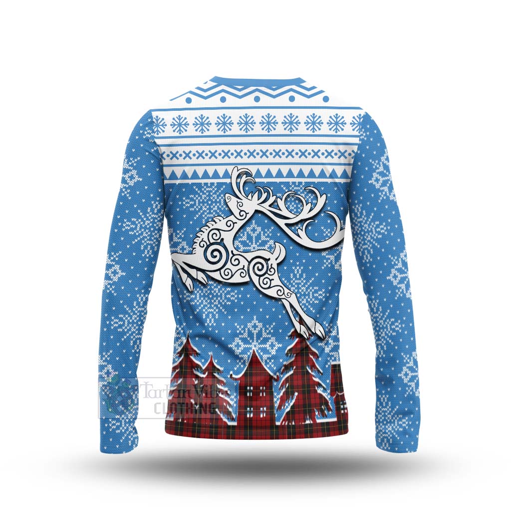 Tartan Vibes Clothing Wallace Clan Christmas Long Sleeve T-Shirt Celtic Reindeer Style