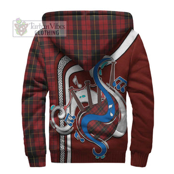 Wallace Tartan Sherpa Hoodie with Epic Bagpipe Style