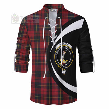 Wallace Tartan Ghillie Kilt Shirt with Family Crest Circle Style