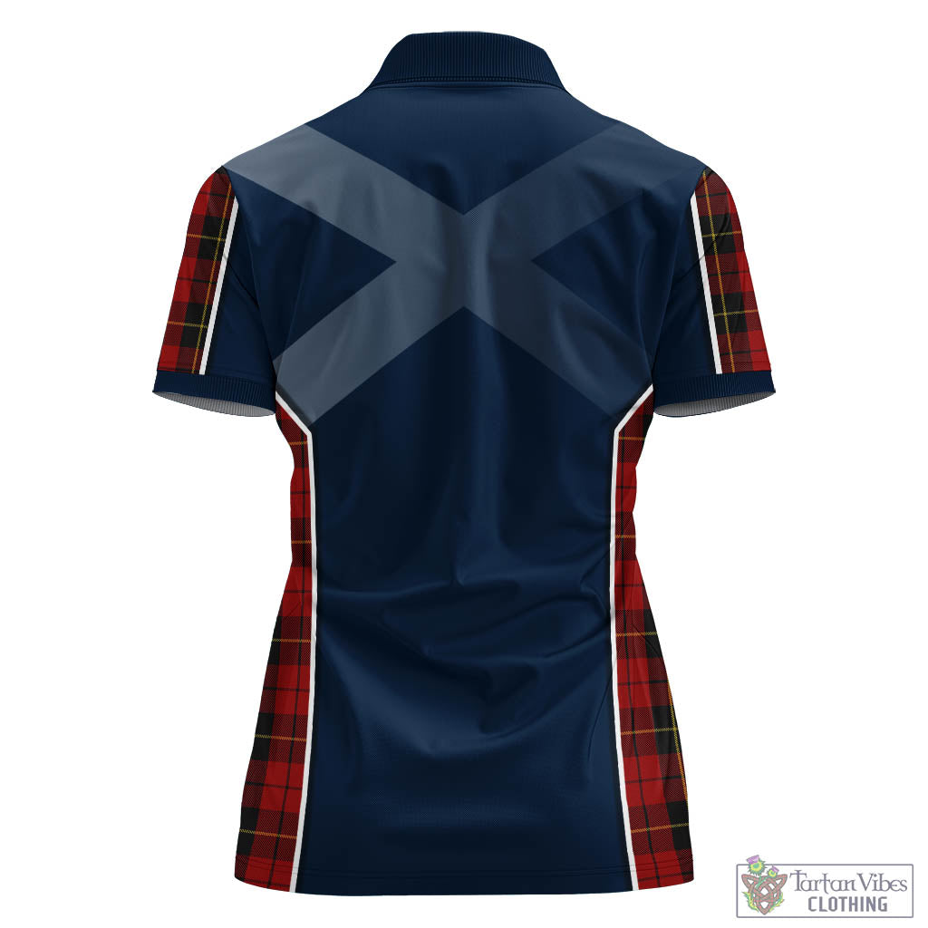 Tartan Vibes Clothing Wallace Tartan Women's Polo Shirt with Family Crest and Scottish Thistle Vibes Sport Style