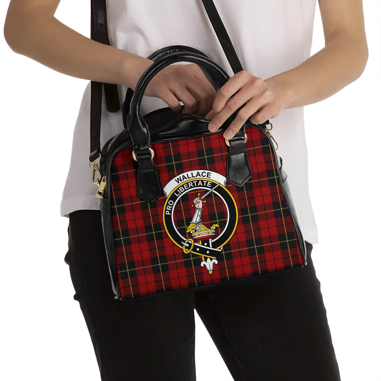 Wallace Tartan Shoulder Handbags with Family Crest - Tartanvibesclothing