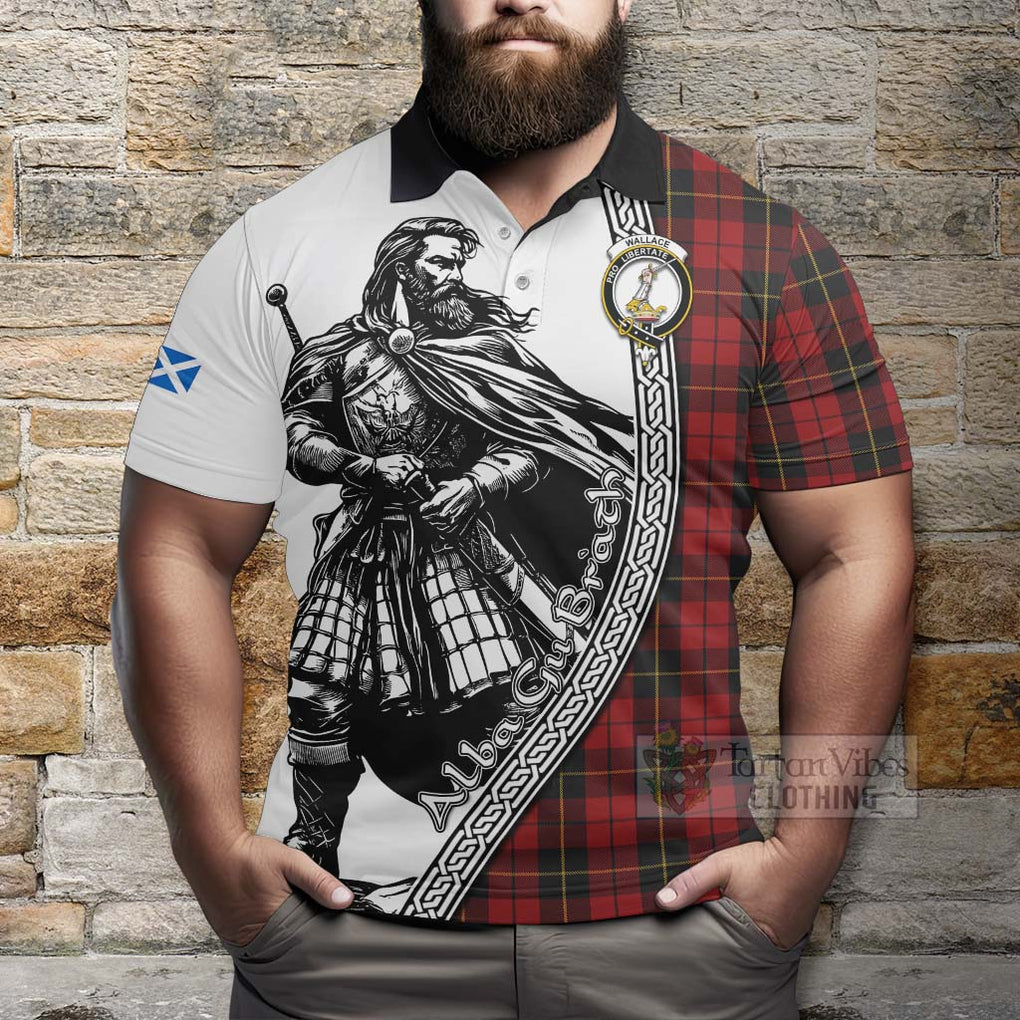 Wallace Tartan Clan Crest Polo Shirt with Highlander Warrior Celtic Style - Tartan Vibes Clothing