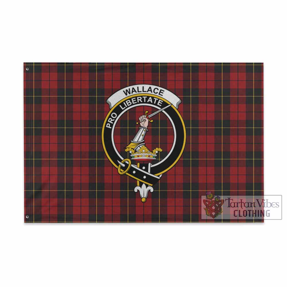 Tartan Vibes Clothing Wallace Tartan House Flag with Family Crest