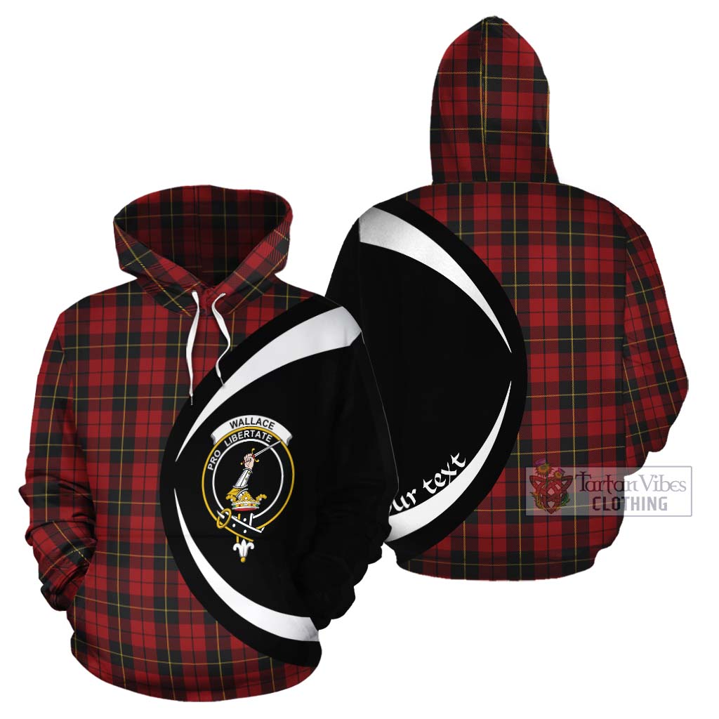 Tartan Vibes Clothing Wallace Tartan Cotton Hoodie with Family Crest Circle Style