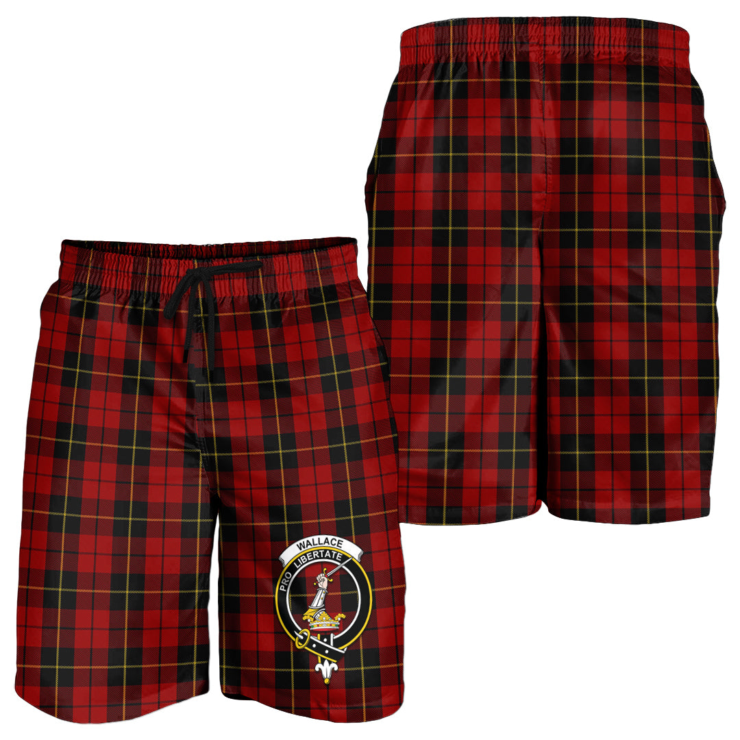 Wallace Tartan Mens Shorts with Family Crest - Tartan Vibes Clothing