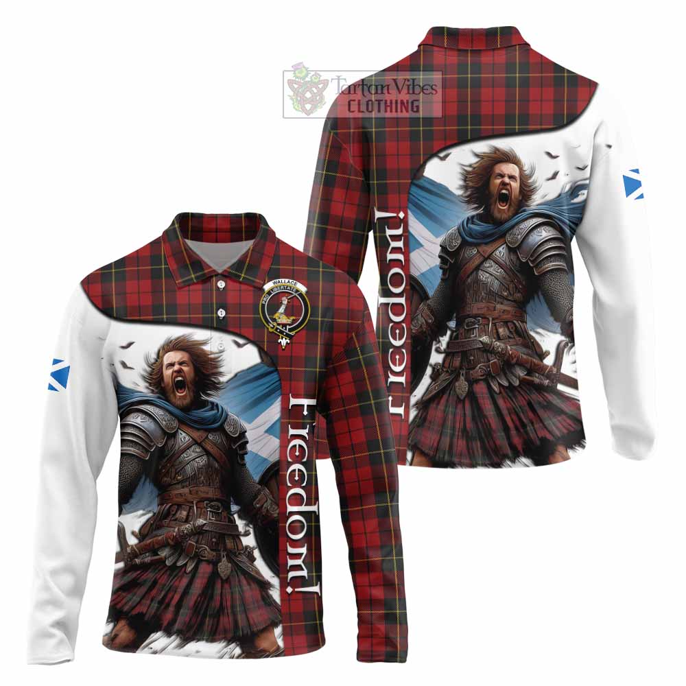 Tartan Vibes Clothing Wallace Crest Tartan Long Sleeve Polo Shirt Inspired by the Freedom of Scottish Warrior