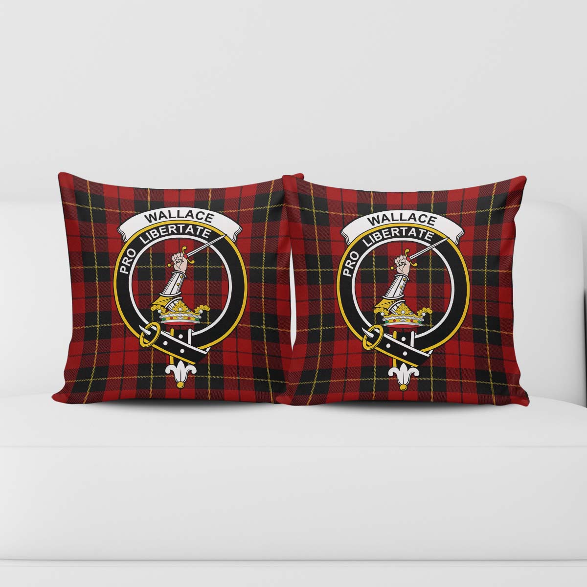 Wallace Tartan Pillow Cover with Family Crest - Tartanvibesclothing