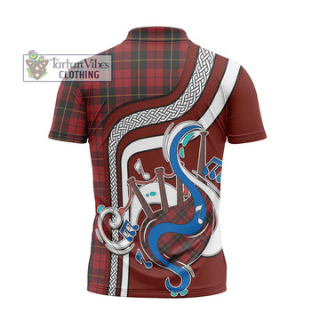 Wallace Tartan Zipper Polo Shirt with Epic Bagpipe Style