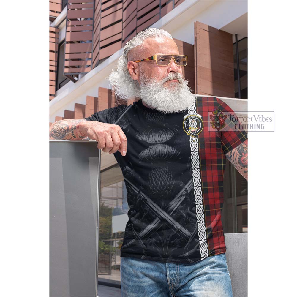 Wallace Tartan Cotton T-shirt with Family Crest Cross Sword Thistle Celtic Vibes - Tartan Vibes Clothing