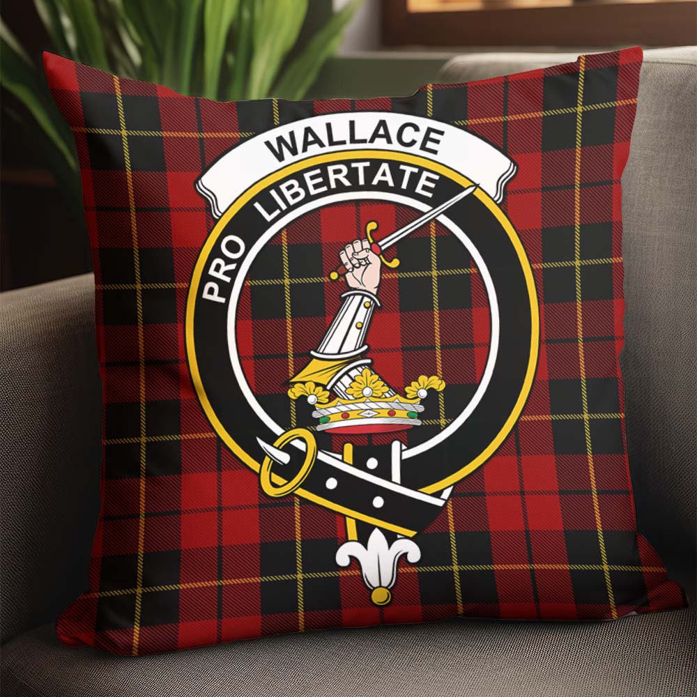 Wallace Tartan Pillow Cover with Family Crest - Tartanvibesclothing