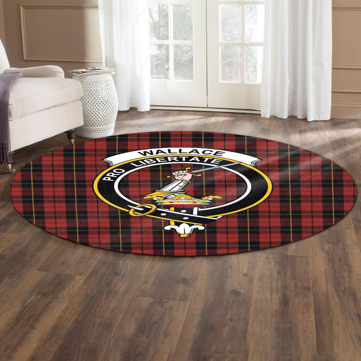 Wallace Tartan Round Rug with Family Crest - Tartan Vibes Clothing