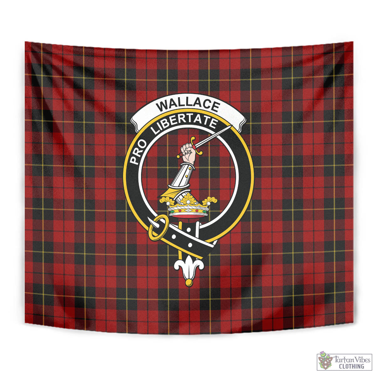 Tartan Vibes Clothing Wallace Tartan Tapestry Wall Hanging and Home Decor for Room with Family Crest