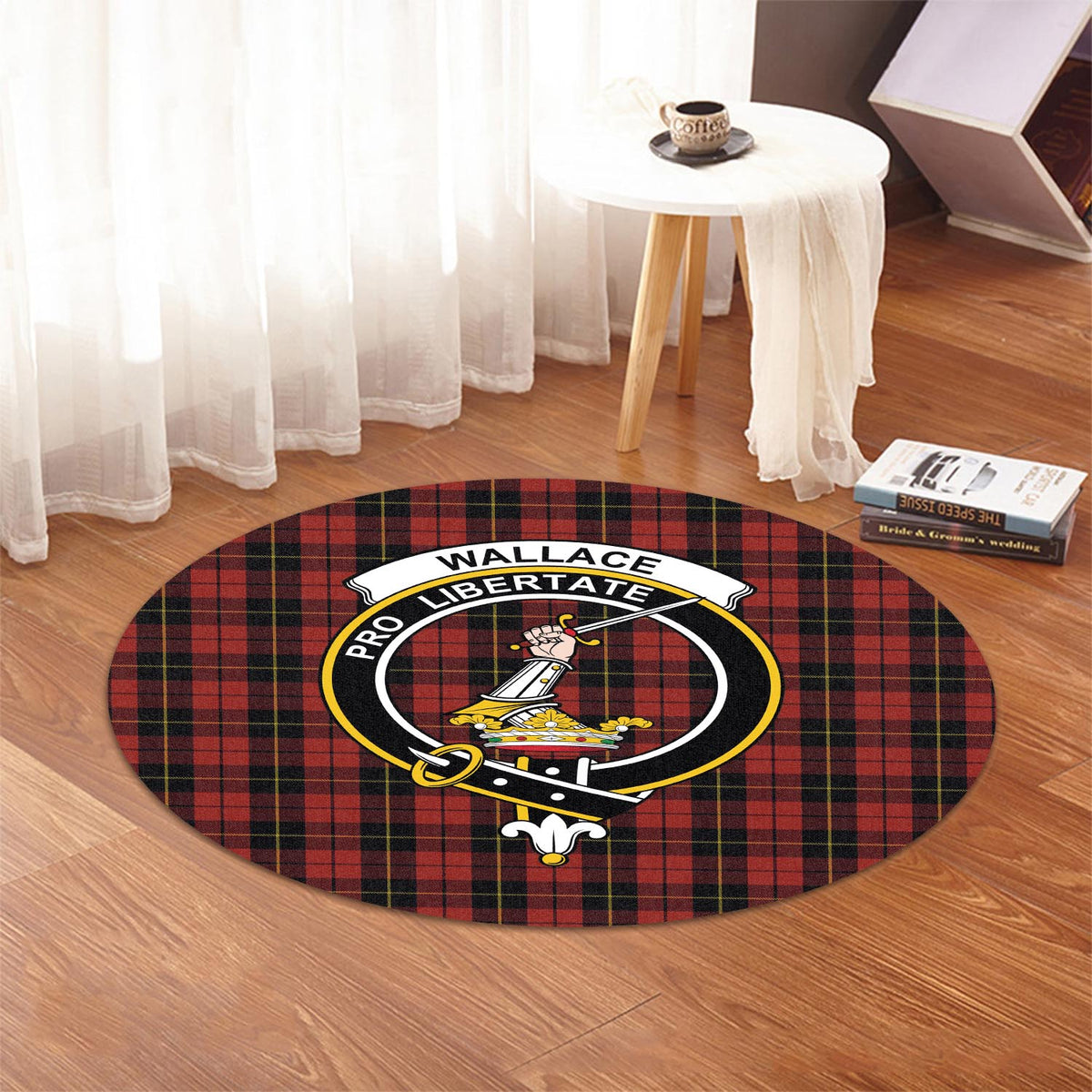 Wallace Tartan Round Rug with Family Crest - Tartan Vibes Clothing