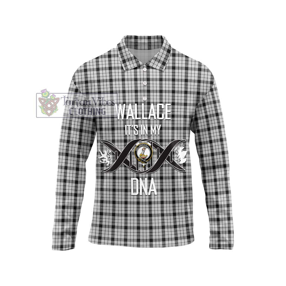 Wallace Dress Tartan Long Sleeve Polo Shirt with Family Crest DNA In Me Style Unisex - Tartanvibesclothing Shop