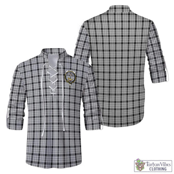 Wallace Dress Tartan Men's Scottish Traditional Jacobite Ghillie Kilt Shirt with Family Crest