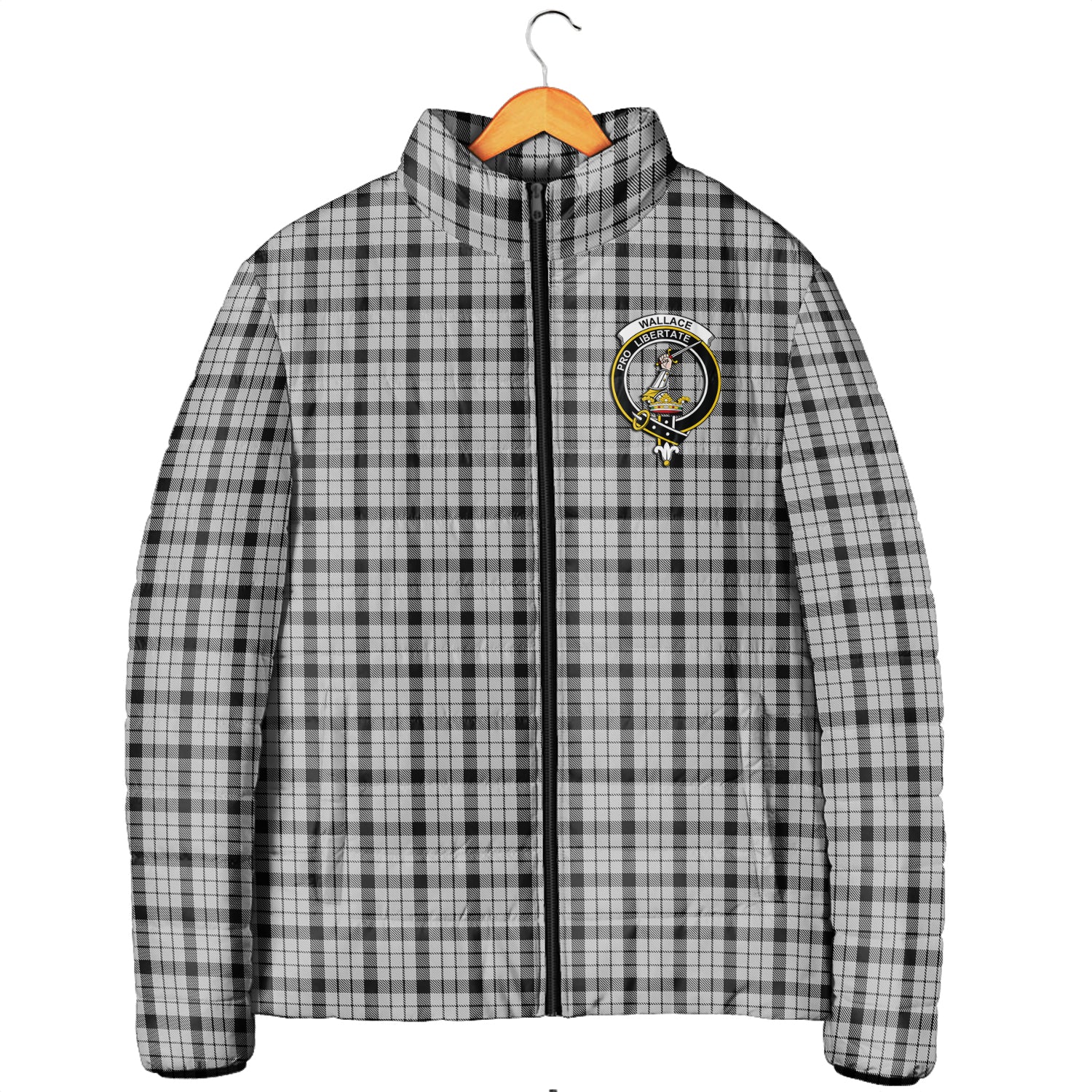 Wallace Dress Tartan Padded Jacket with Family Crest Men's Padded Jacket - Tartan Vibes Clothing