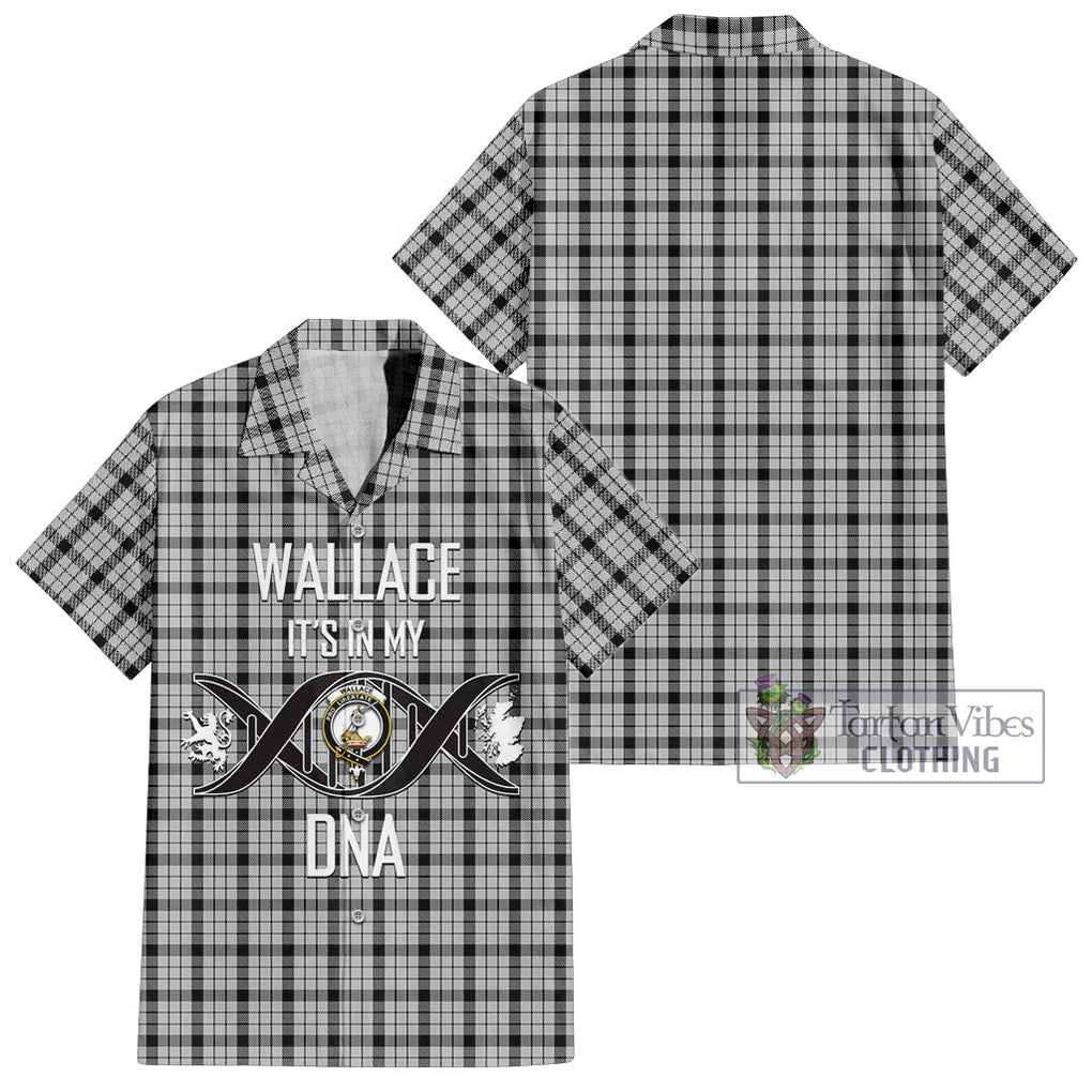 Wallace Dress Tartan Short Sleeve Button Shirt with Family Crest DNA In Me Style Kid - Tartanvibesclothing Shop