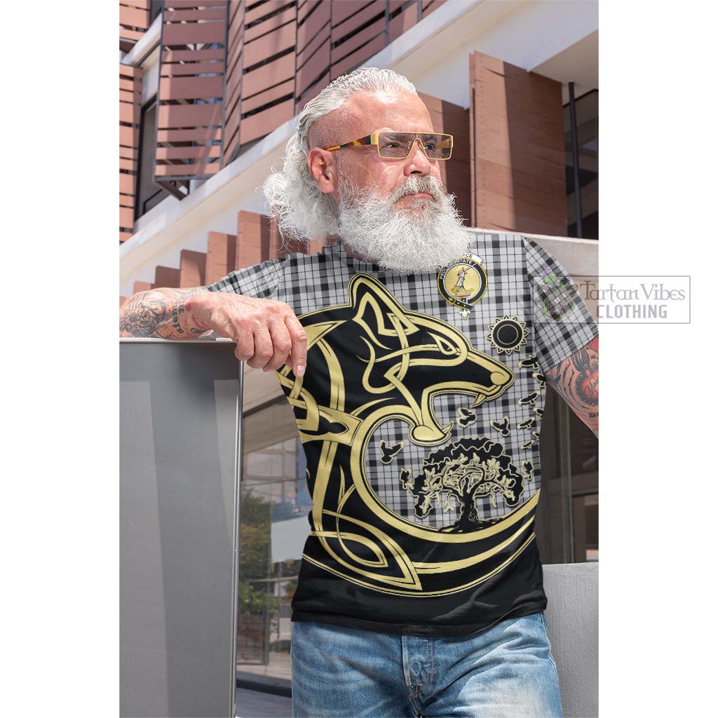 Tartan Vibes Clothing Wallace Dress Tartan Cotton T-shirt with Family Crest Celtic Wolf Style