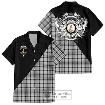 Wallace Dress Tartan Short Sleeve Button Shirt with Family Crest and Military Logo Style