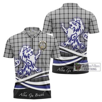 Wallace Dress Tartan Zipper Polo Shirt with Alba Gu Brath Regal Lion Emblem