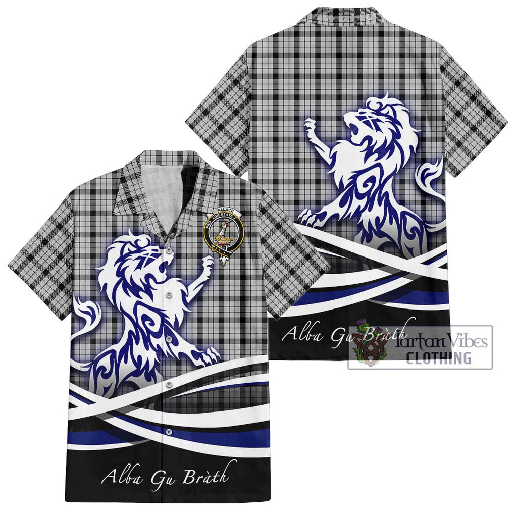 Wallace Dress Tartan Short Sleeve Button Shirt with Alba Gu Brath Regal Lion Emblem Kid - Tartanvibesclothing Shop