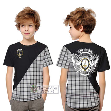 Wallace Dress Tartan Kid T-Shirt with Family Crest and Military Logo Style