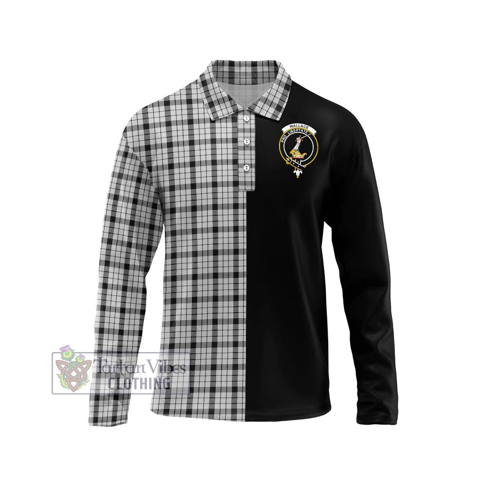 Wallace Dress Tartan Long Sleeve Polo Shirt with Family Crest and Half Of Me Style Unisex - Tartanvibesclothing Shop