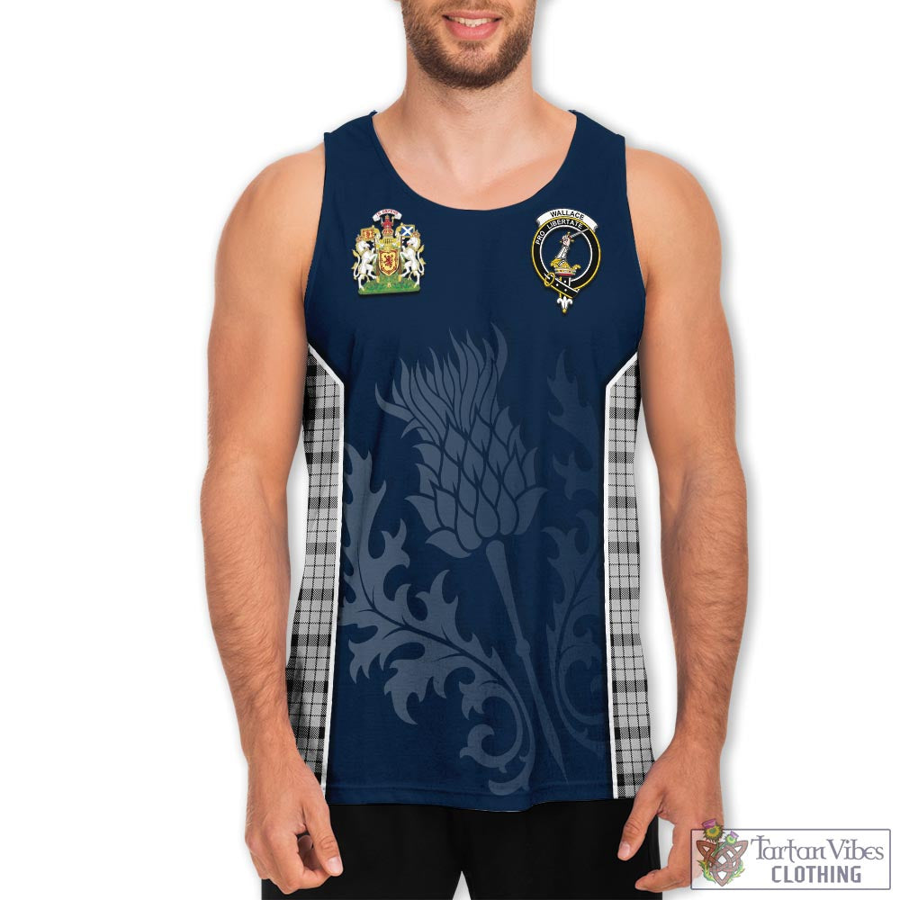 Tartan Vibes Clothing Wallace Dress Tartan Men's Tanks Top with Family Crest and Scottish Thistle Vibes Sport Style