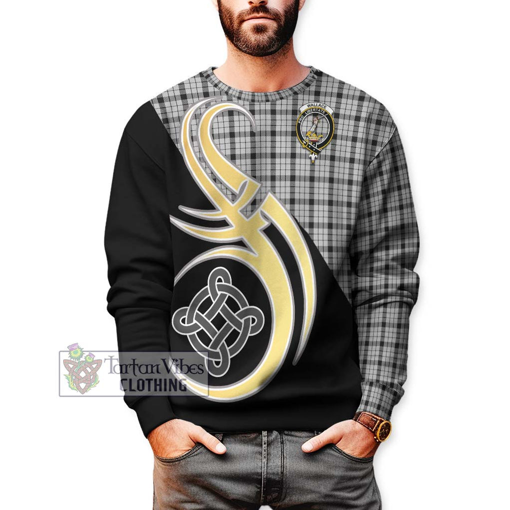 Wallace Dress Tartan Sweatshirt with Family Crest and Celtic Symbol Style Unisex - Tartan Vibes Clothing