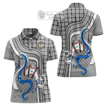 Wallace Dress Tartan Women's Polo Shirt with Epic Bagpipe Style