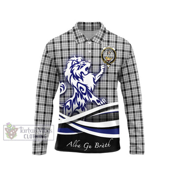 Wallace Dress Tartan Long Sleeve Polo Shirt with Alba Gu Brath Regal Lion Emblem