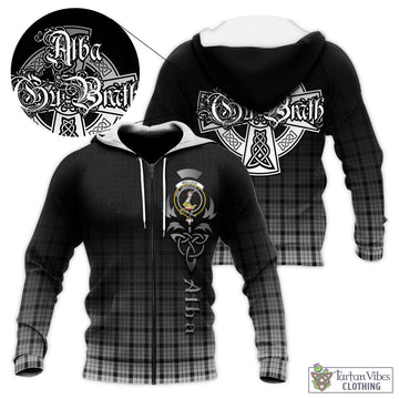 Wallace Dress Tartan Knitted Hoodie Featuring Alba Gu Brath Family Crest Celtic Inspired