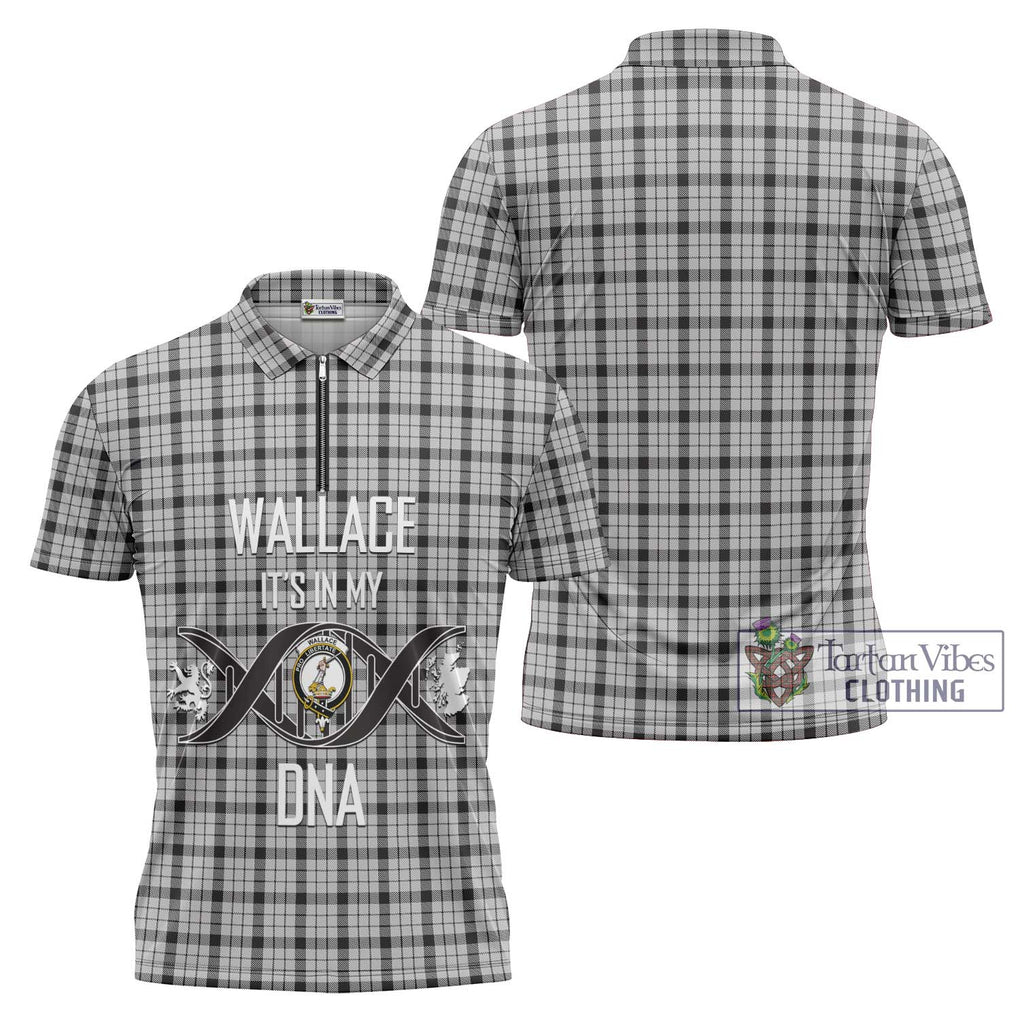 Wallace Dress Tartan Zipper Polo Shirt with Family Crest DNA In Me Style Unisex - Tartanvibesclothing Shop