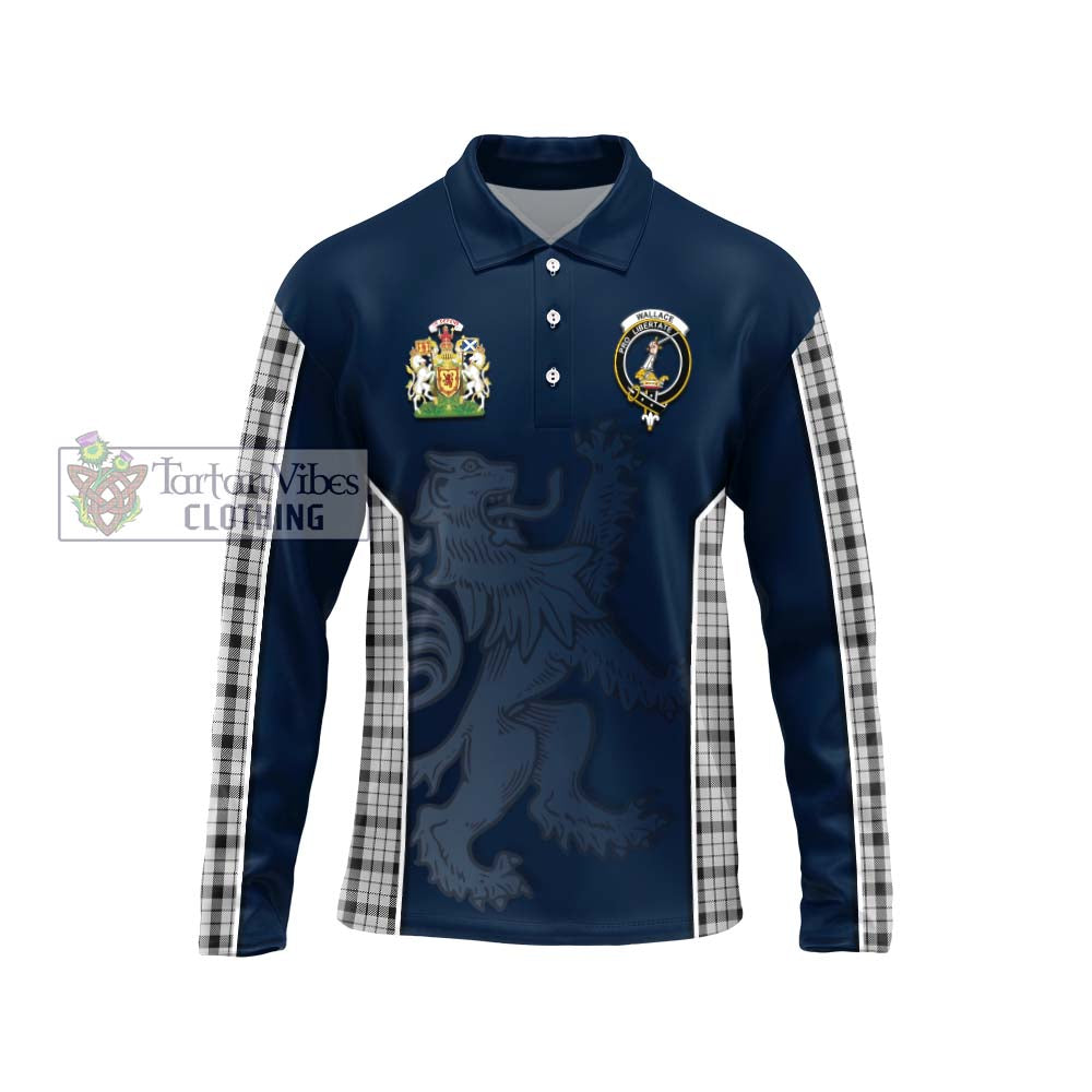 Wallace Dress Tartan Long Sleeve Polo Shirt with Family Crest and Lion Rampant Vibes Sport Style Unisex - Tartan Vibes Clothing